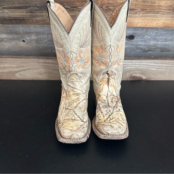 Nocona Desert Flower Camo Embroidered Pull-On Western Boots Men's Size 6.5B - Picture 5 of 13
